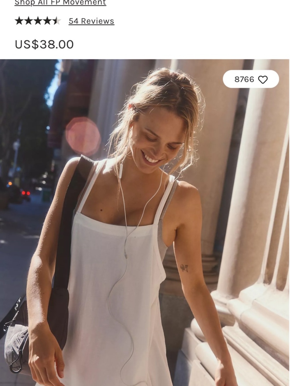 Free People White Square-Neck Tank Top